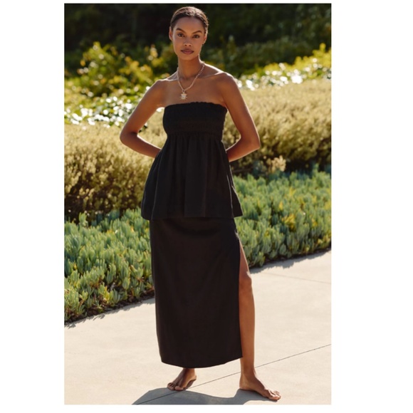 ANTHROPOLOGIE Celandine Black Linen-Blend Maxi Skirt Size Small - Picture 3 of 12